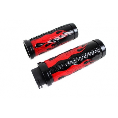 HARLEY DAVIDSON CHROME RED FLAMES GRIPS